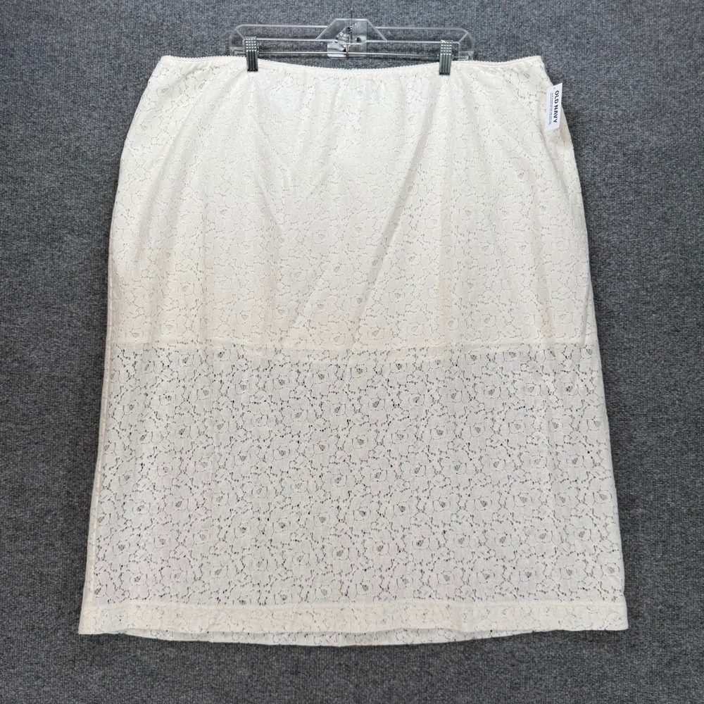 Old Navy Skirt Womenโ 3X Cream Floral Lace Crochet Pull On Cottagecore Plus NEW